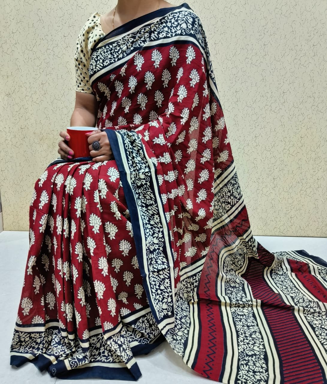 Mulmul cotton with blouse - Image 19
