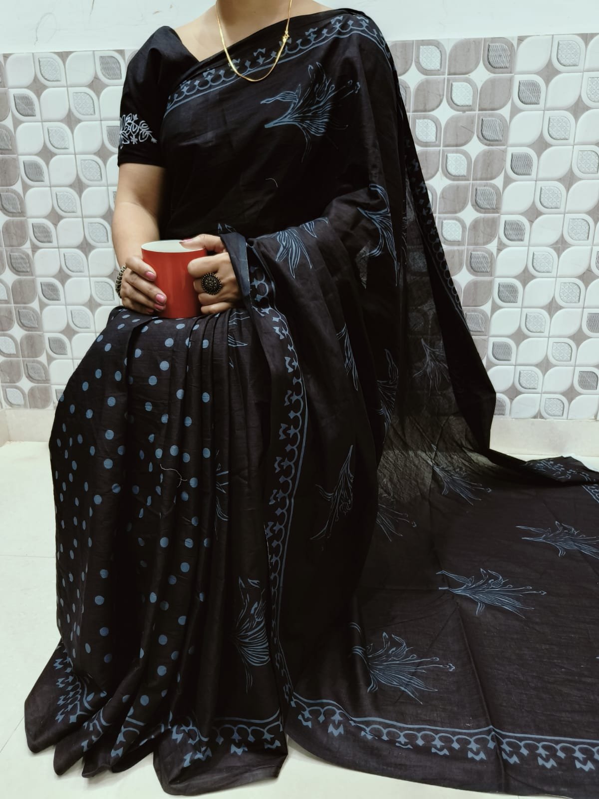 Mulmul cotton with blouse - Image 9