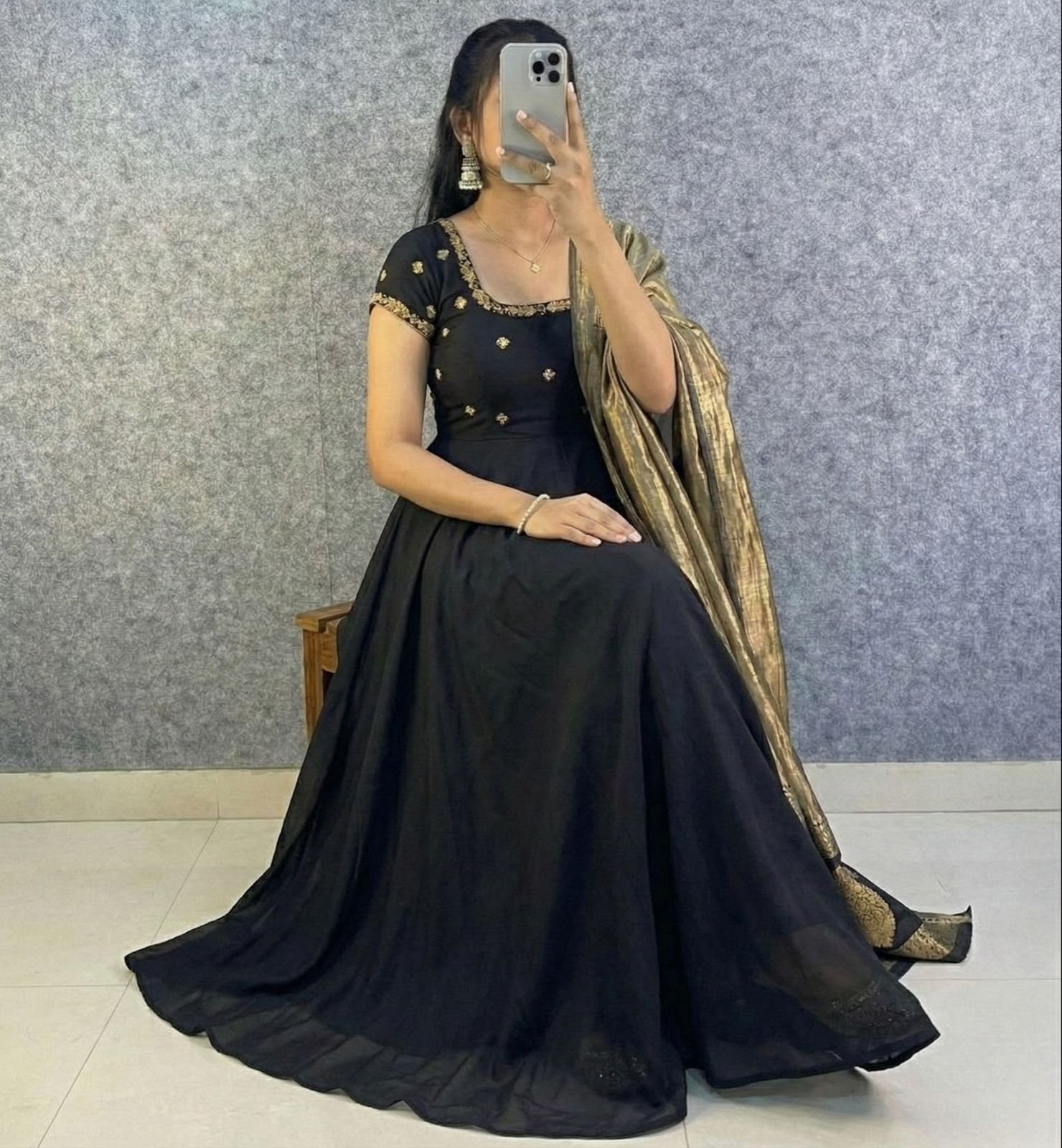 Gown with Sleeves handwork
